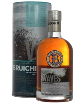 Bruichladdich Waves flaske i akvamarin farve